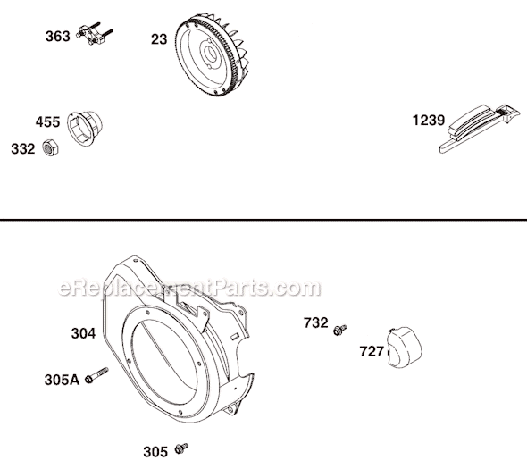 Page H Diagram and Parts List for 124435SERIES 8101 Briggs and Stratton Engine